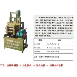 螺纹钢扎（轧）圆机、螺纹钢平纹机、废旧螺纹钢扒筋机